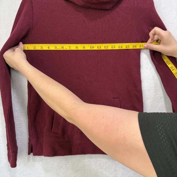 J Crew Sweater Womens XS Red Maroon Wool Blend Cowl Neck Pullover Pockets Cozy - Picture 4 of 11